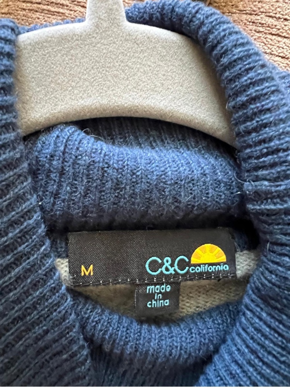 C&C California Men's Dark Navy Ribbed Turtleneck Sweater